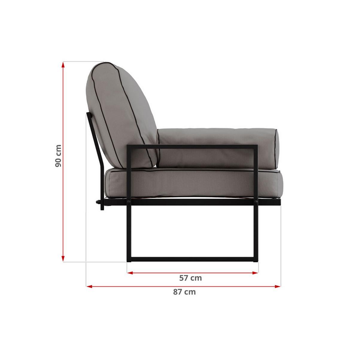 GARTENMÖBEL-SET ELBA: 1x Tisch, 2x Sofa - Grau - Grau, Textil - MKS