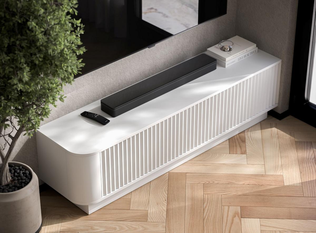 TV-LOWBOARD Aurora Weiß matt 140 cm mit Sockel - Weiß, Holzwerkstoff (140/37/35cm) - Meble Lindner