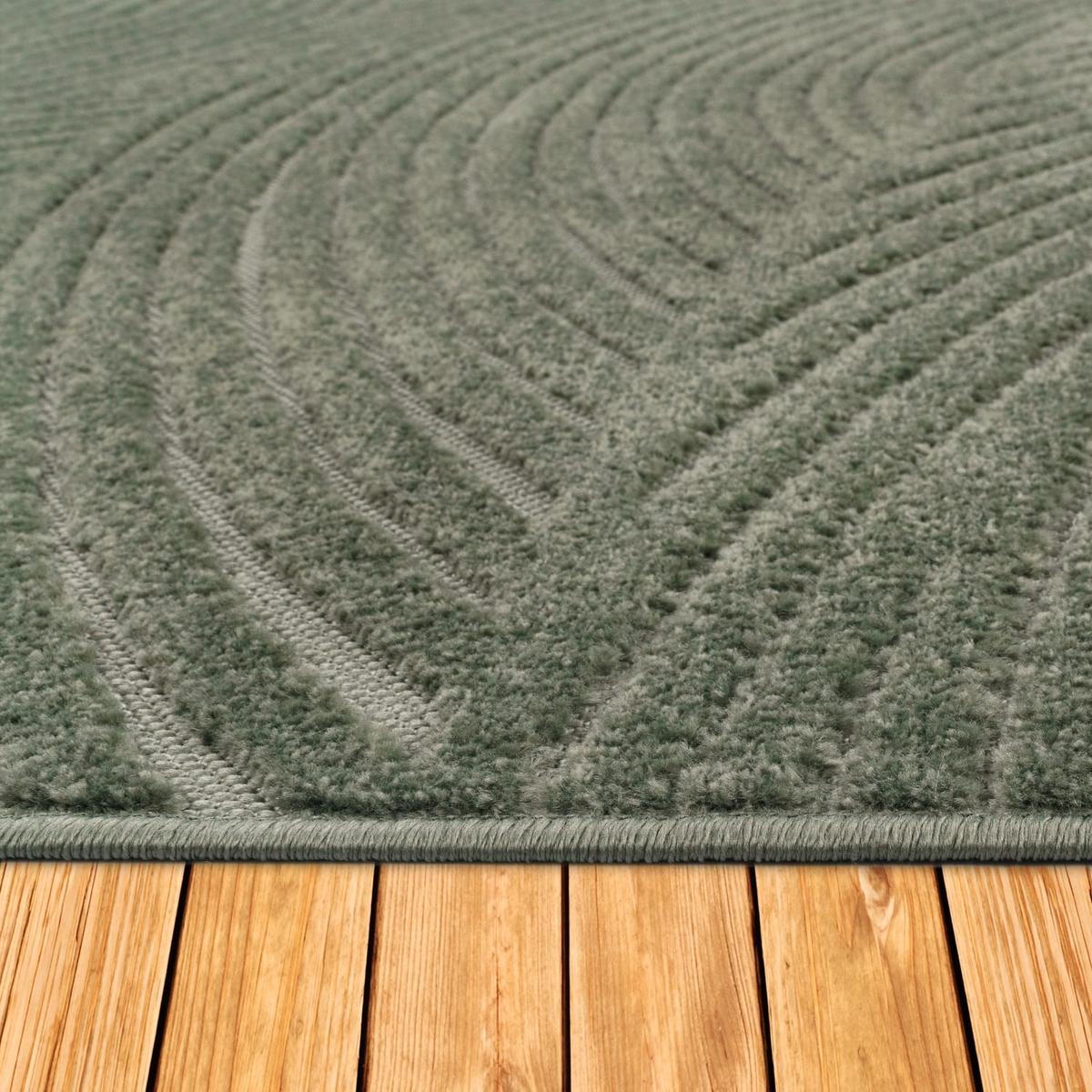 KURZFLORTEPPICH, mit Struktur, aus Polypropylen, Florhöhe 6 mm, Grün, Ø 120 cm - Grün, Textil (120/120cm) - KADIMA DESIGN
