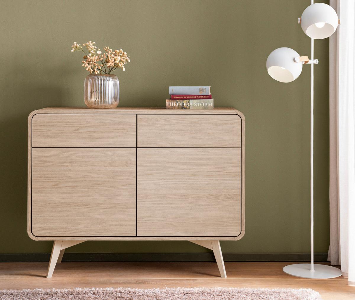 SIDEBOARD Eiche natur skandinavisch 108 cm, Kommode mit Push-to-Open - Eichefarben, Holz/Holzwerkstoff (108/84/39cm) - Furn.Design