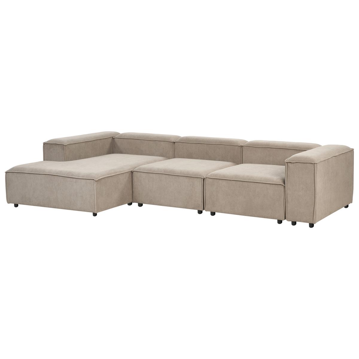 ECKSOFA Modul 4-Sitzer rechtsseitig Hellbraun Cord Ardal - Hellbraun/Schwarz, Textil (326/180cm) - Beliani