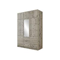 DREHTÜRENSCHRANK Bali D3 mit Schrankaufsatz - Silberfarben/Naturfarben, Holzwerkstoff/Kunststoff (58/245/147cm) - MIRJAN24