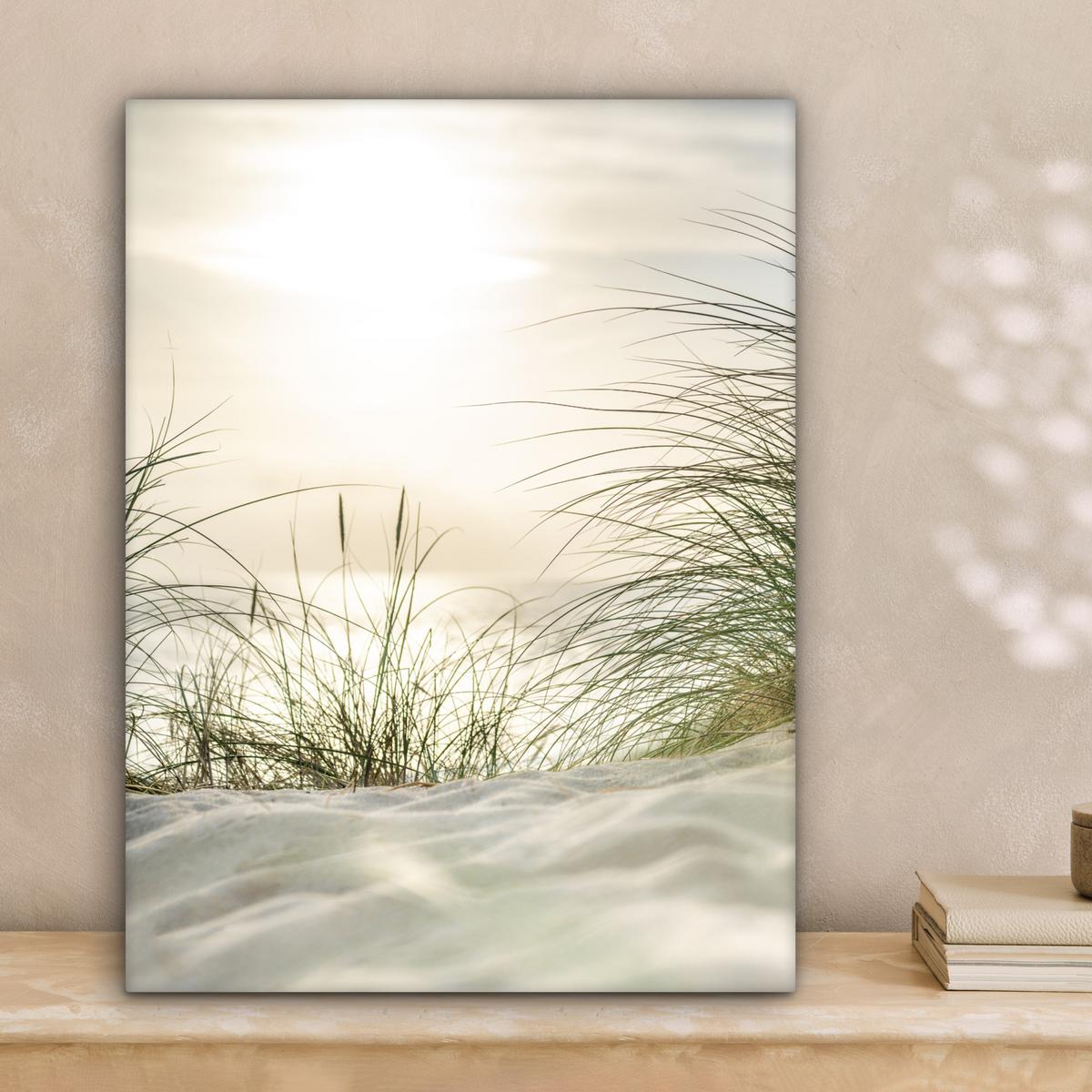 LEINWANDBILD Dünen mit Strandhafer in der Sonne des Nationalparks Schleswig-Holsteinisches Wattenmeer Room Decor 30x40 cm - Creme, Textil (30/40cm) - MuchoWow