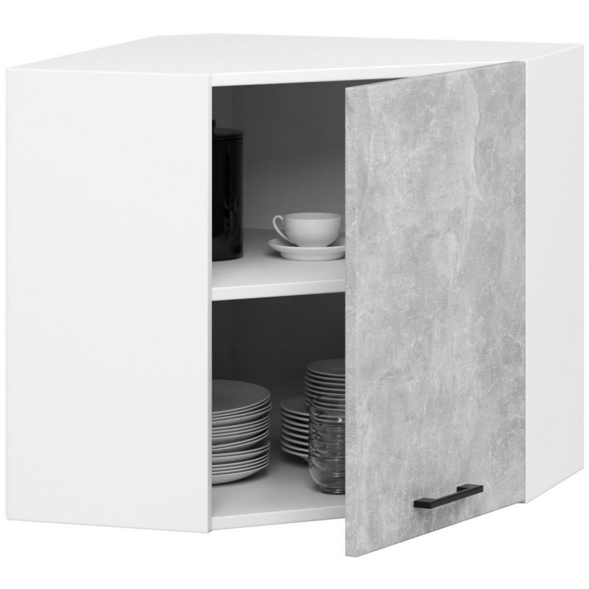 HÄNGESCHRANK Weiß, Beton 58/60/30 - Hellgrau/Weiß, Holzwerkstoff (60/58/30cm) - RAUMHIRSCH FURNITURE