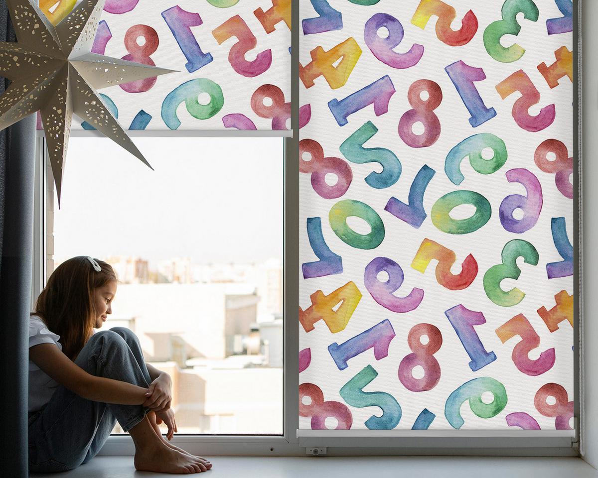 INNENROLLO - Fensterrollo - Rollo - 150x180 cm - Bunte Zahlen - Violett, Kunststoff (150/180/0.5cm) - TULUP
