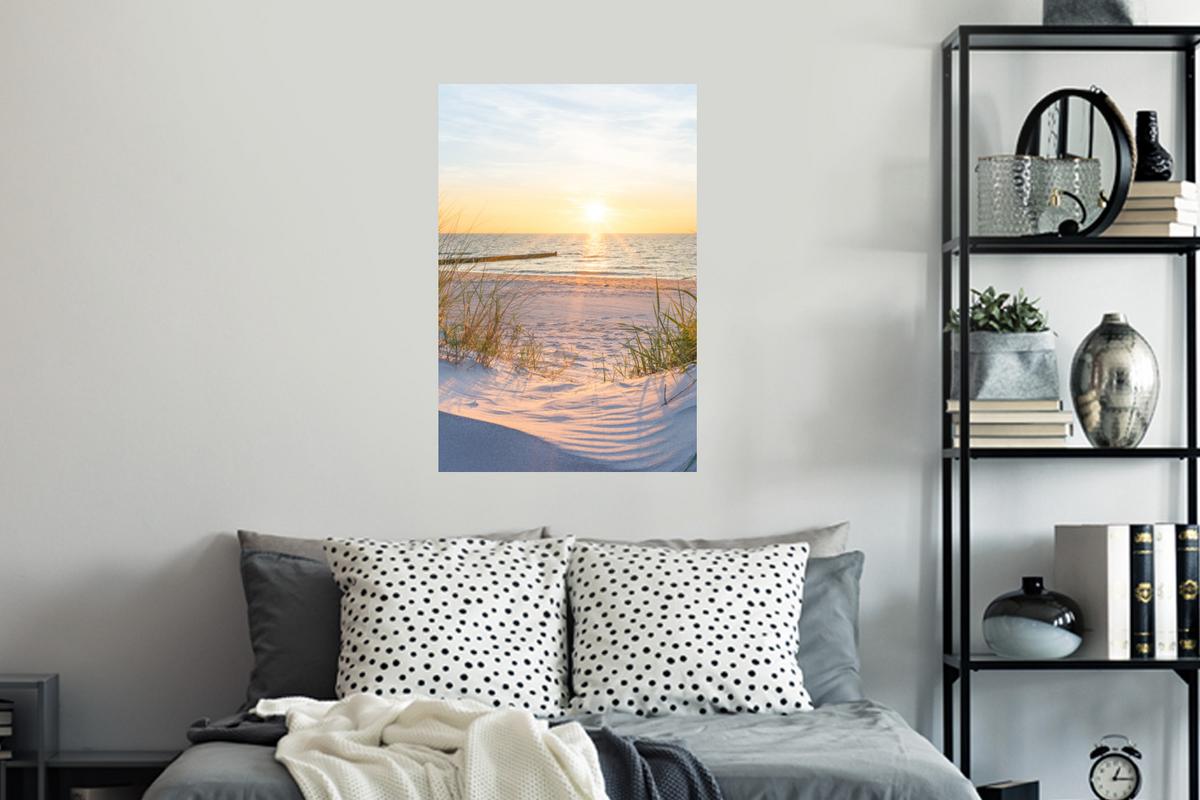 WANDTATTOO Strand - Sonne - Düne - Gras - Sand - Horizont Wandbild 40x60 cm - Hellblau, Kunststoff (40/60/0.1cm) - MuchoWow