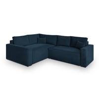 ECKSOFA ERONIS L-S Blau Velours-Stoff mit Schlaffunktion - Blau, Holz (265/194cm) - MASSENO
