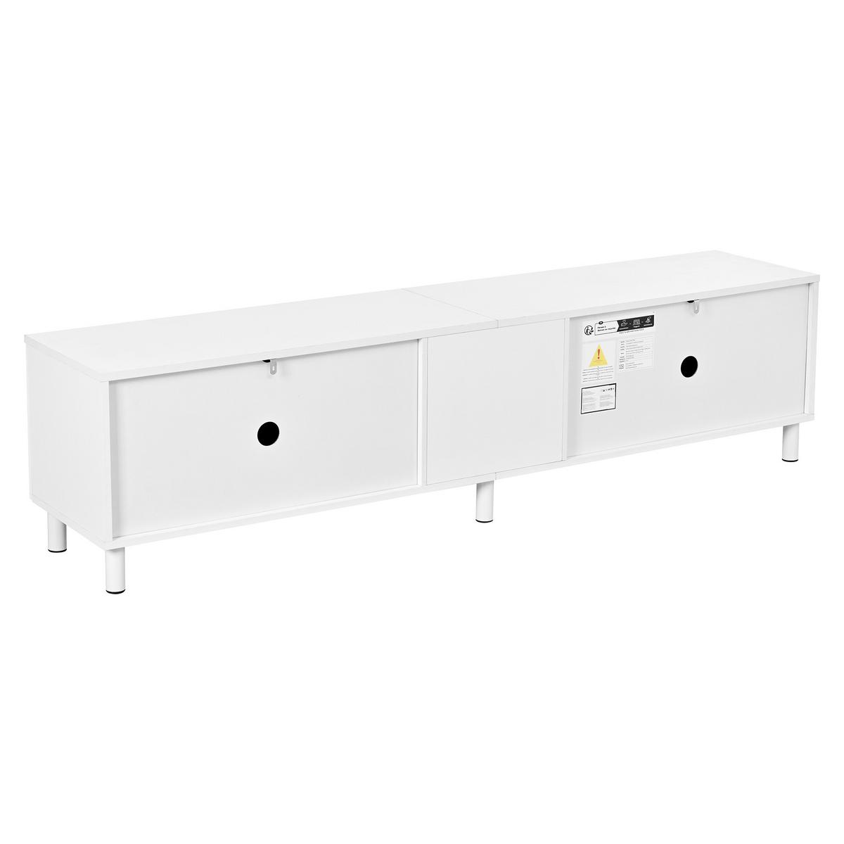 TV-LOWBOARD Weiß 180cm mit 5 Türen Bogen-Design & Metallfüßen - Weiß, Holzwerkstoff (180/45/38cm) - Urban Meuble