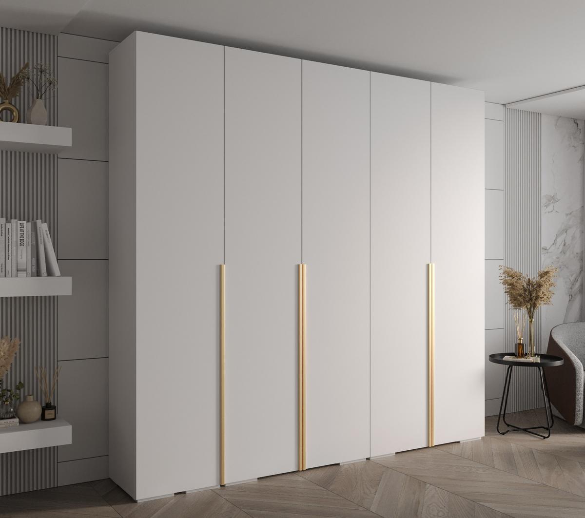 DREHTÜRENSCHRANK 236.7/250/47 5-türig - Goldfarben/Weiß, Holz/Metall (250/236.7/47cm) - MÖBEL KRYSPOL