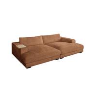 BIG SOFA MIT TABLETT MADELINE Braun Cord - Schwarz/Braun, Kunststoff/Textil (290/85/170cm) - KAWOLA