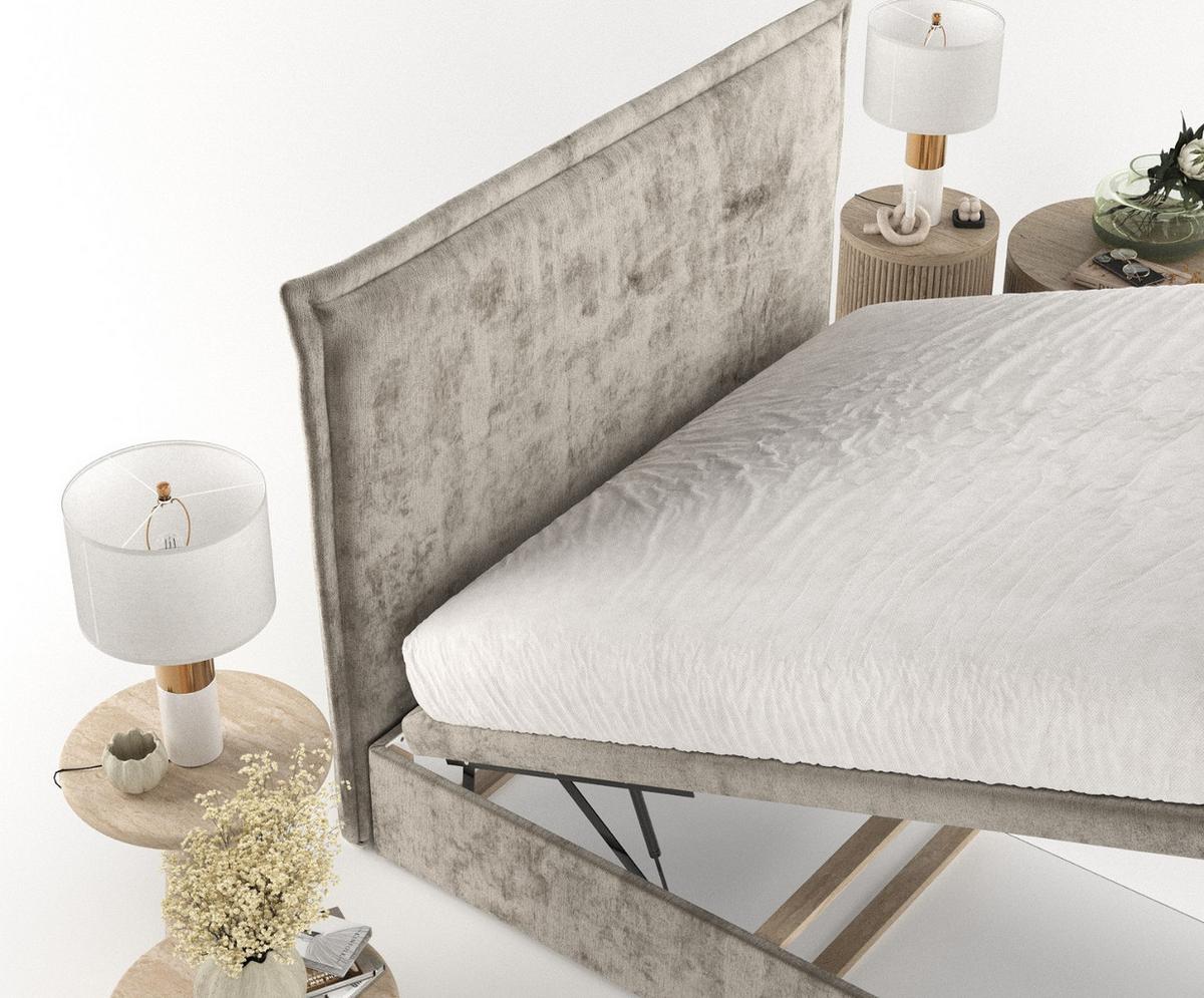 POLSTERBETT Eliot mit Stauraum 200/200 cm Beige im Lotta Stoff - Beige/Schwarz, Holz/Holzwerkstoff (200/200cm) - AltaBeds