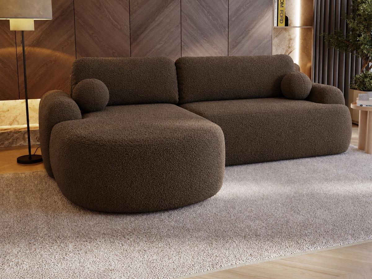 ECKSOFA Aurio Dunkelbraun Links - Dunkelbraun, Holz/Textil (177/261cm) - Graingold