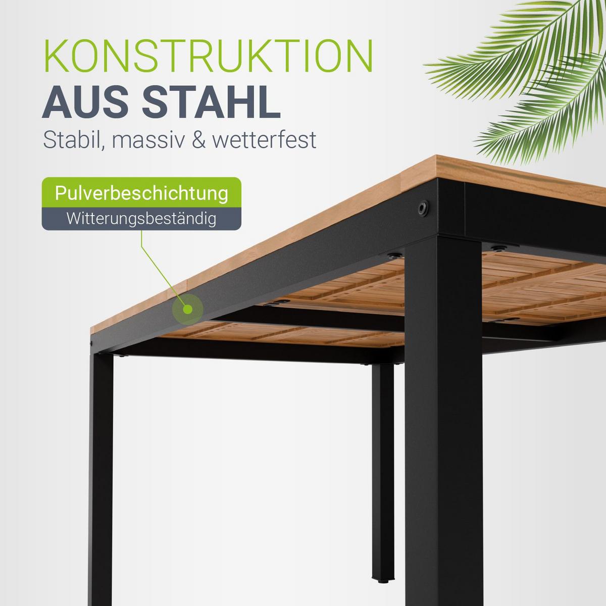 GARTENGARNITUR Rhodos Akazienholz 5-teilig - Braun, Holz/Metall - Juskys
