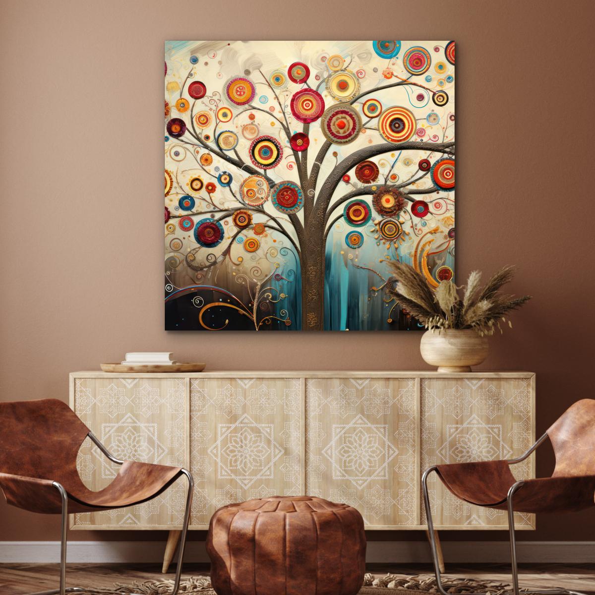 METALLBILD Baum - Baum des Lebens - Farbe 90x90 cm - Braun, Metall (90/90cm) - MuchoWow