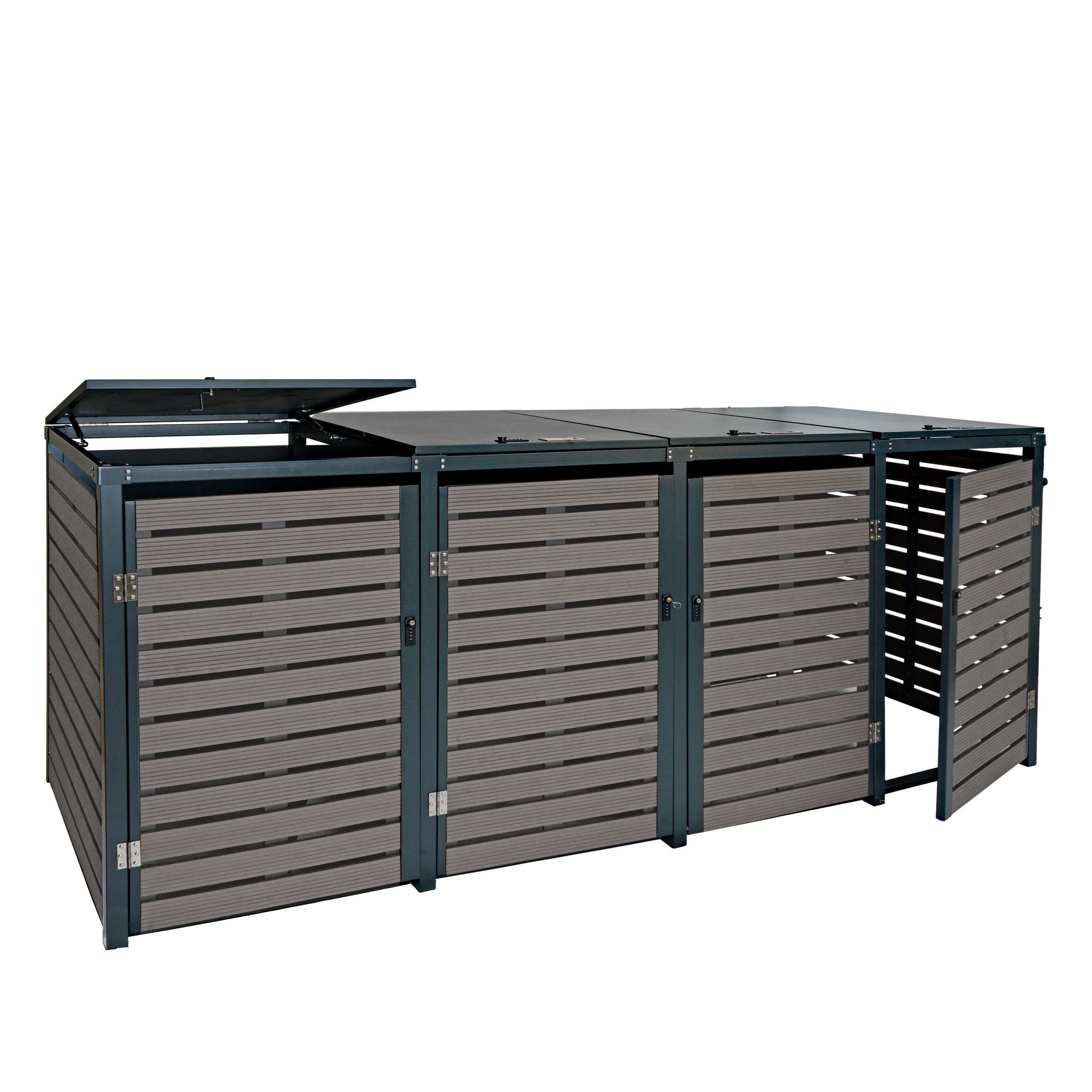 MÜLLTONNENVERKLEIDUNG 4ER Anthrazit - Anthrazit, Metall (264/119/84cm) - MCW