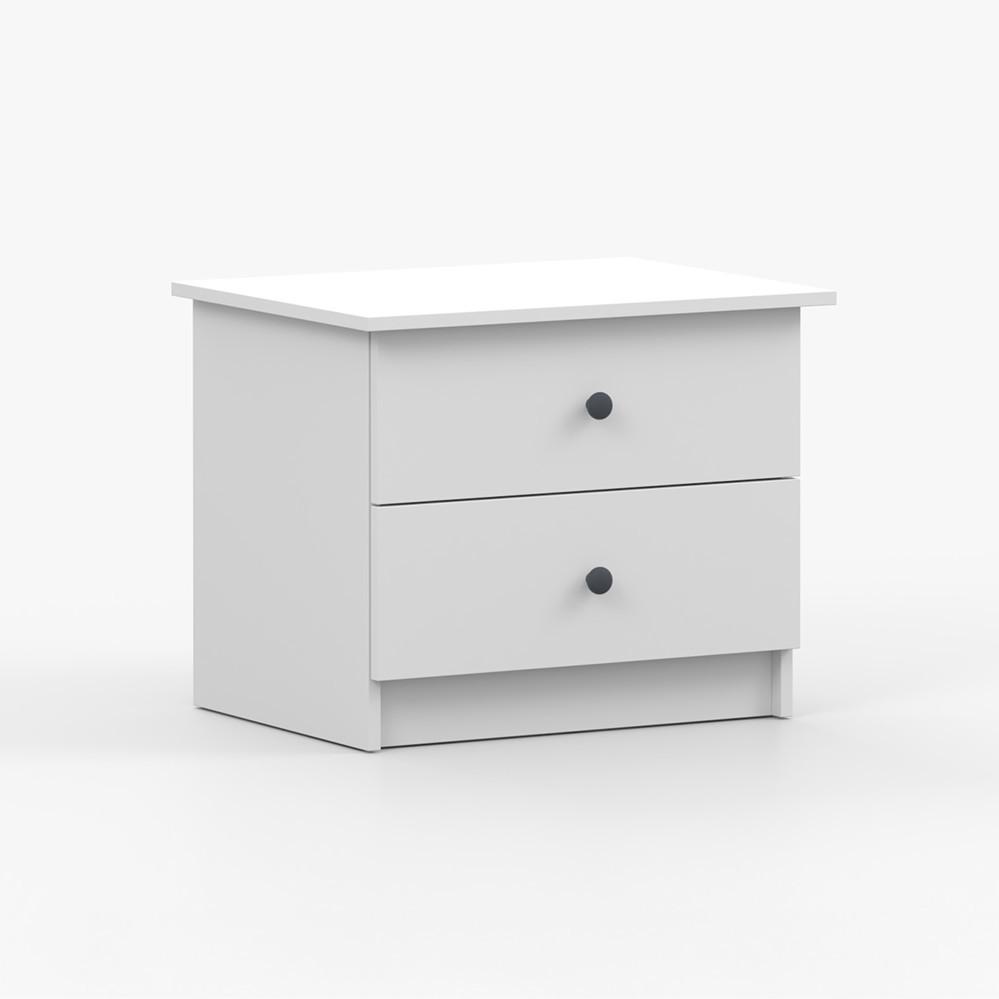 NACHTTISCH OLAF I Weiß 60,5/49/47 cm, Griff Anthrazit - Anthrazit/Weiß, Holzwerkstoff/Metall (60.5/49/47cm) - imoebel24