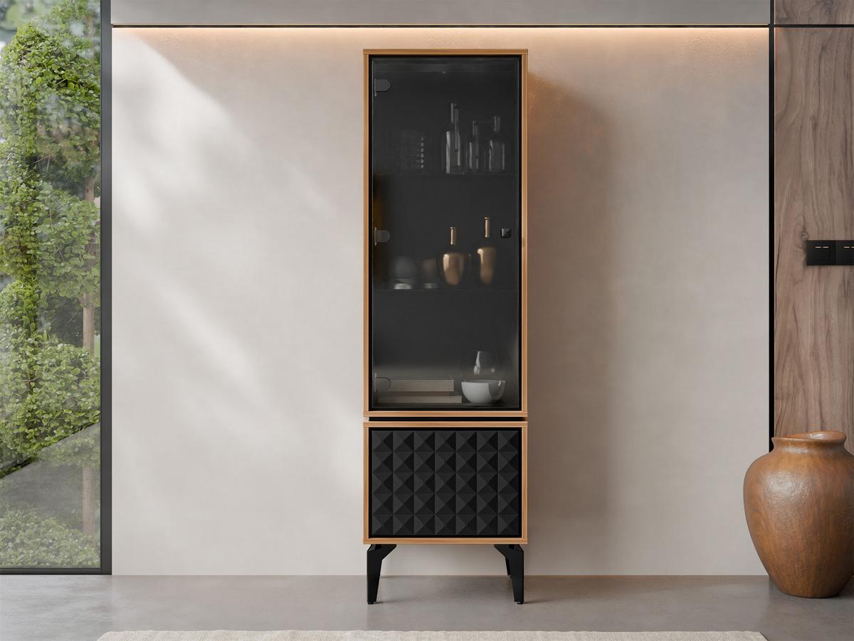 VITRINE Ella 54 - Schwarz/Braun, Holzwerkstoff/Metall (54/182/40cm) - MIRJAN24