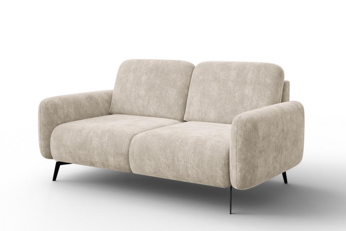 SOFA FEBE 2-Sitzer, cremefarbener Chenille-Stoff - Creme/Schwarz, Holz/Textil (160/82/96cm) - Wozimo