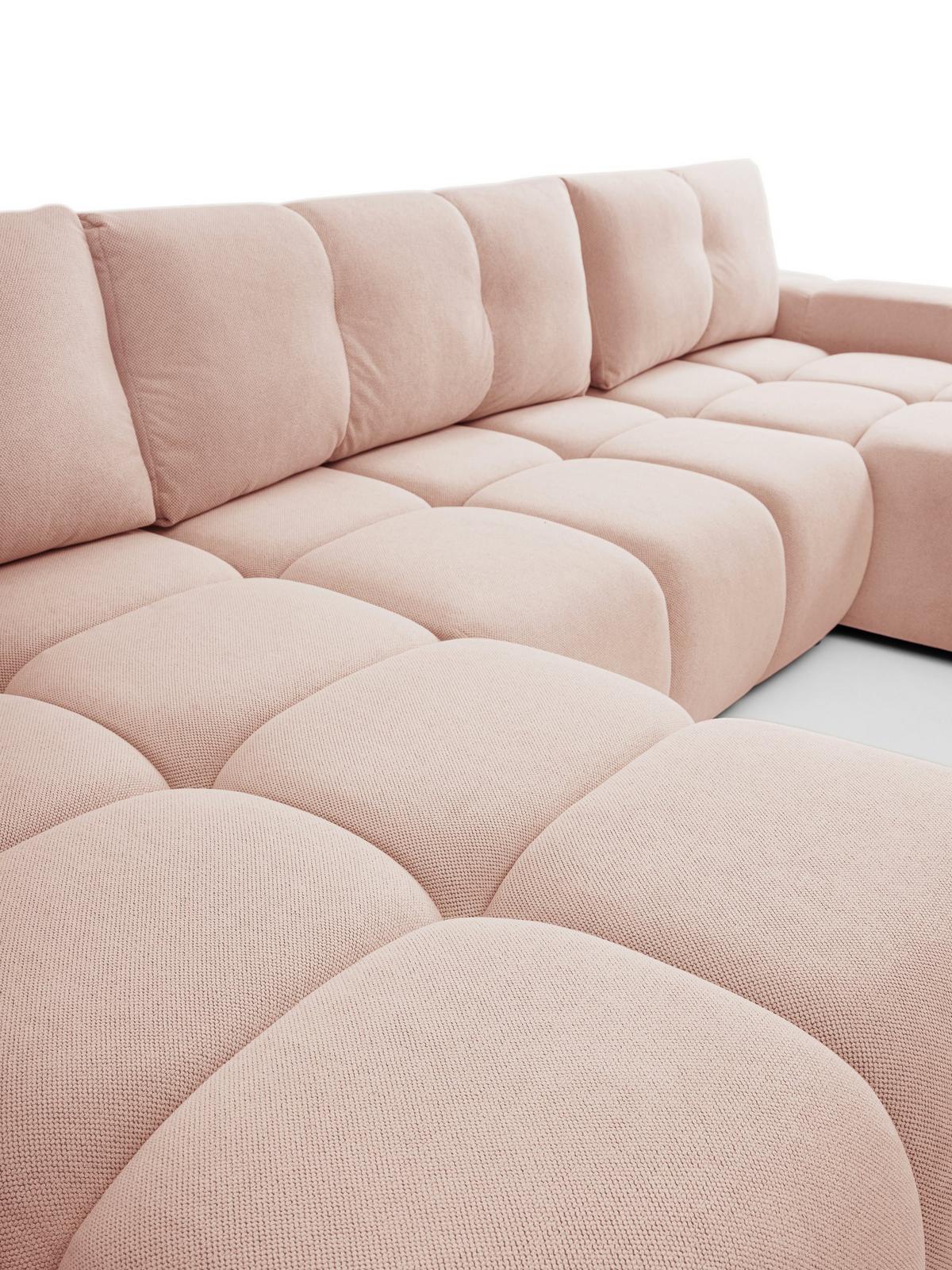 WOHNLANDSCHAFT DUCA U Rosa Jersey mit Schlaffunktion - Rosa, Holz (359/88/177cm) - MASSENO