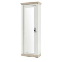 GARDEROBENSCHRANK Pinie weiß, Oslo Pinie Landhaus, Garderobe oder großer Schuhschrank mit Spiegel, 73 x 201 cm - Hellbraun/Anthrazit, Holzwerkstoff/Metall (73/201/38cm) - Furn.Design