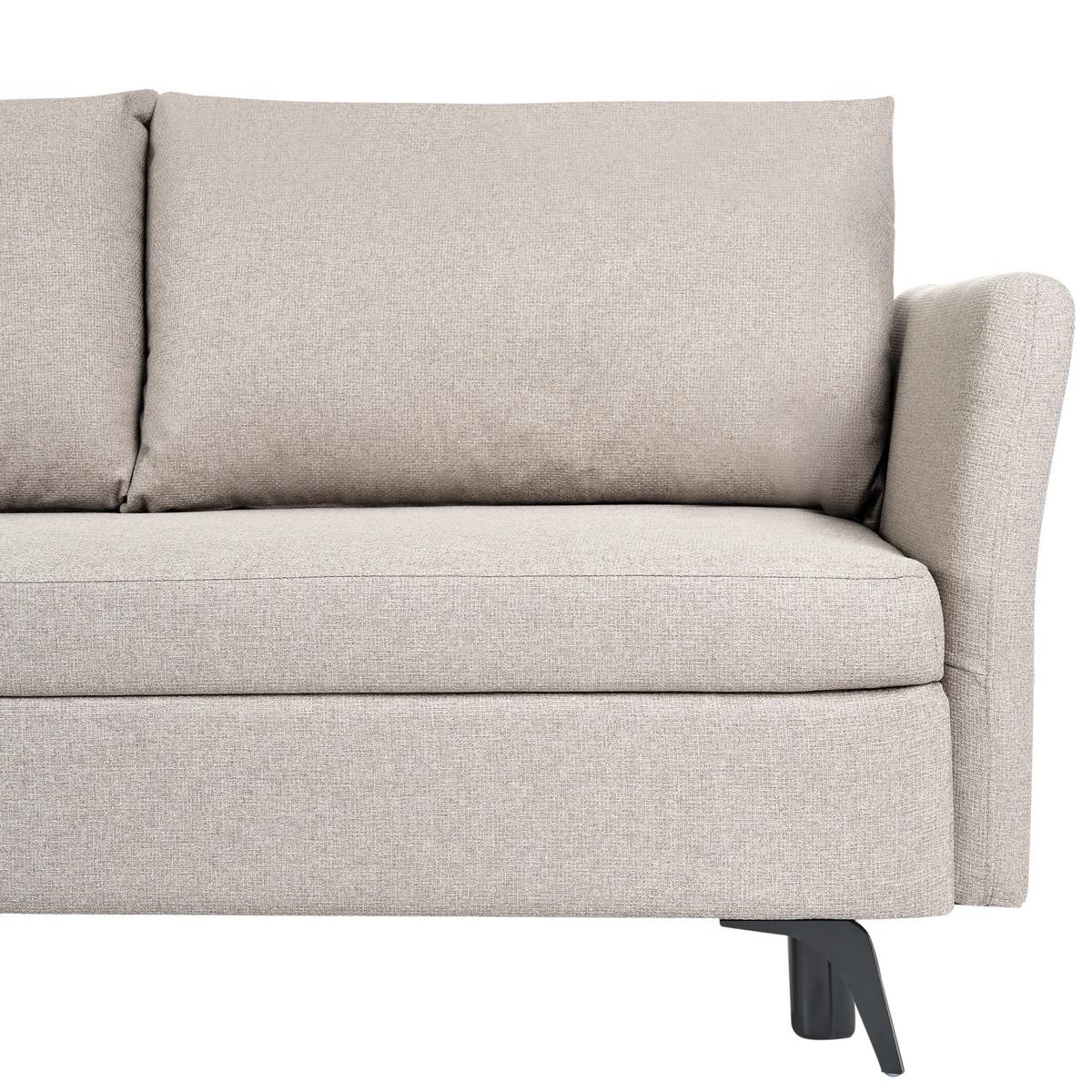 ECKSCHLAFSOFA 3-Sitzer Stoff Beige mit Stauraum rechtsseitig Koge - Beige, Textil (281/93cm) - Beliani