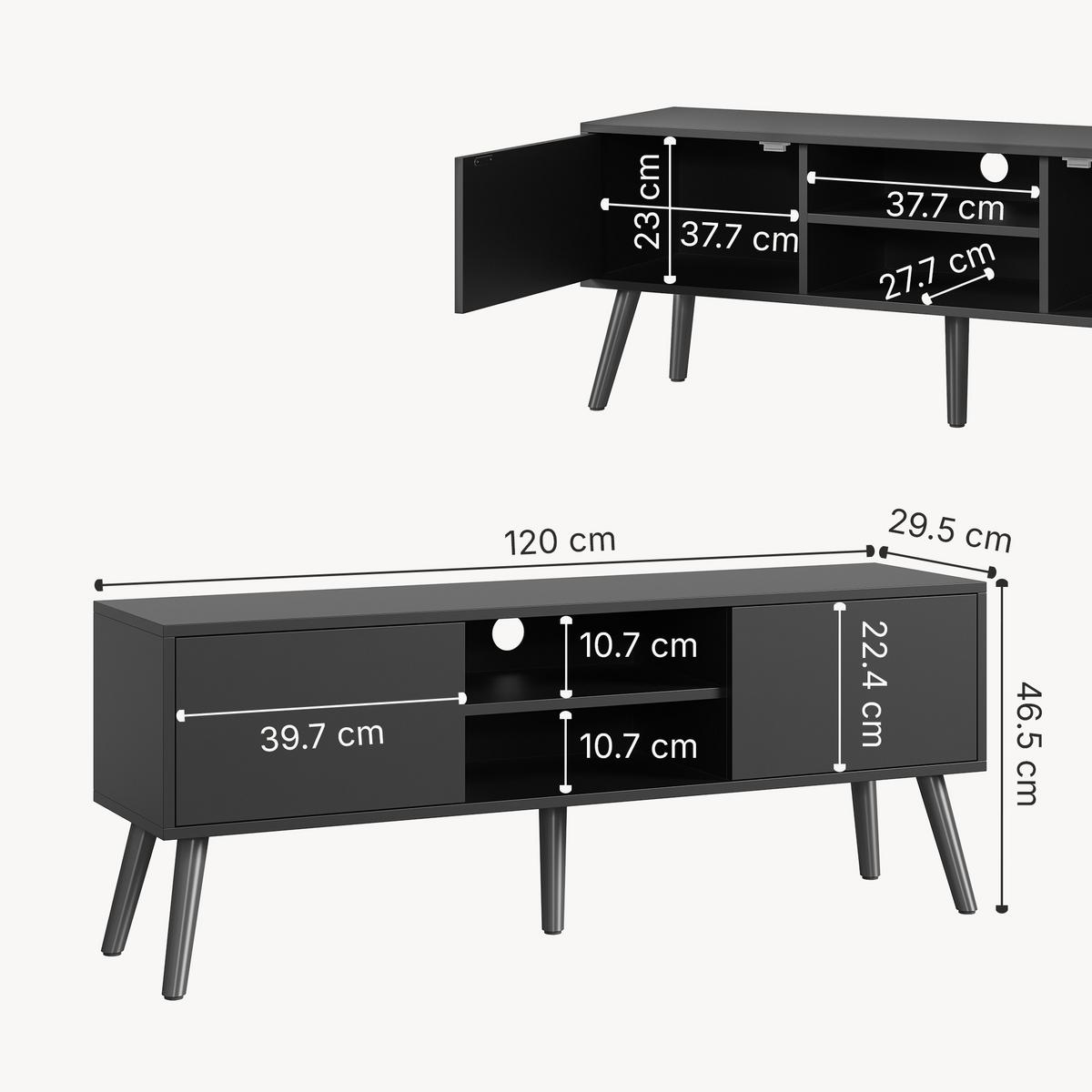 LOWBOARD Eskilstuna - Dunkelgrau, Holz/Holzwerkstoff (120/46.5/29.5cm) - [en.casa]