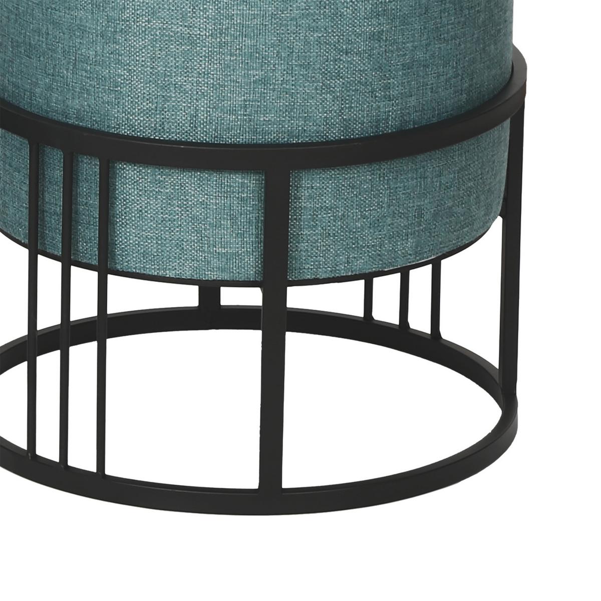 HOCKER-SET 2-TLG. Tas - Schwarz/Grün, Holzwerkstoff/Textil (38/38/38cm) - [en.casa]