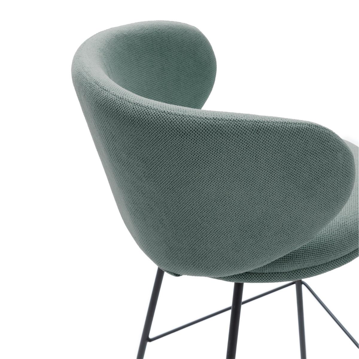 BARHOCKER (Set aus 2) aus Stoff mit schwarzen Metallbeinen - rush 56/53/65 cm - Grün, Textil (53/65/56cm) - Calicosy