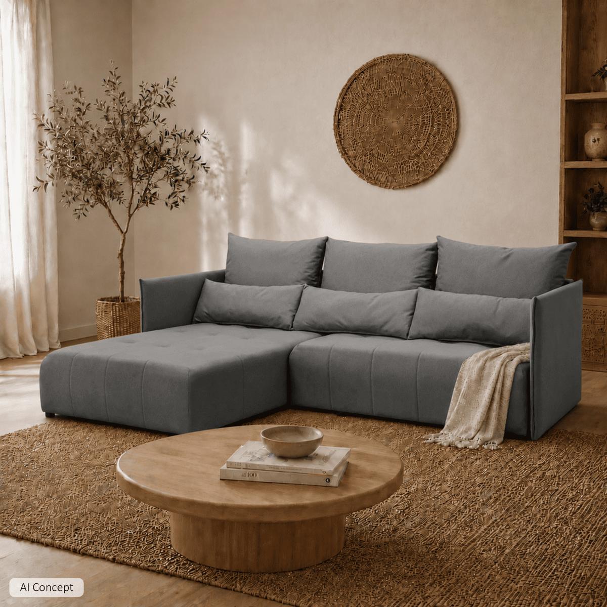 ECKSOFA APOLLO L mit Schlaffunktion und Bettkasten – linke Seite - Graphitfarben, Textil (246/188cm) - Lookway