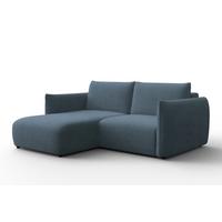 ECKSOFA TAUER 3-Sitzer LINKS, Bouclé-Stoff blau - Blau/Schwarz, Holz/Textil (173/206cm) - Courtois Laville