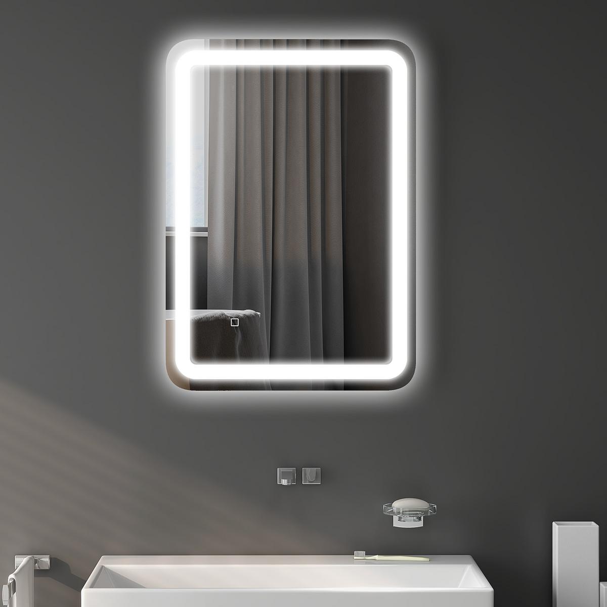 BADSPIEGEL Hartglas Silber - Silberfarben, Glas (70/4/90cm) - HOMCOM
