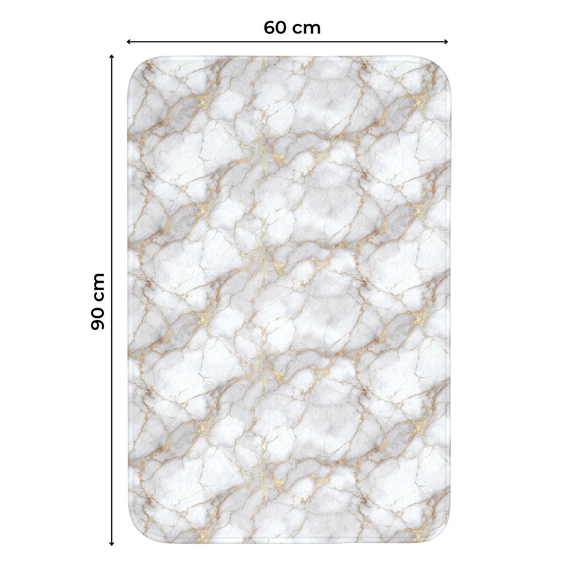 WC-VORLEGER Weiß - Gold - Marmor - Grau Toilettenvorleger 60x90 cm - Weiß, Textil (60/1cm) - OnlyWow