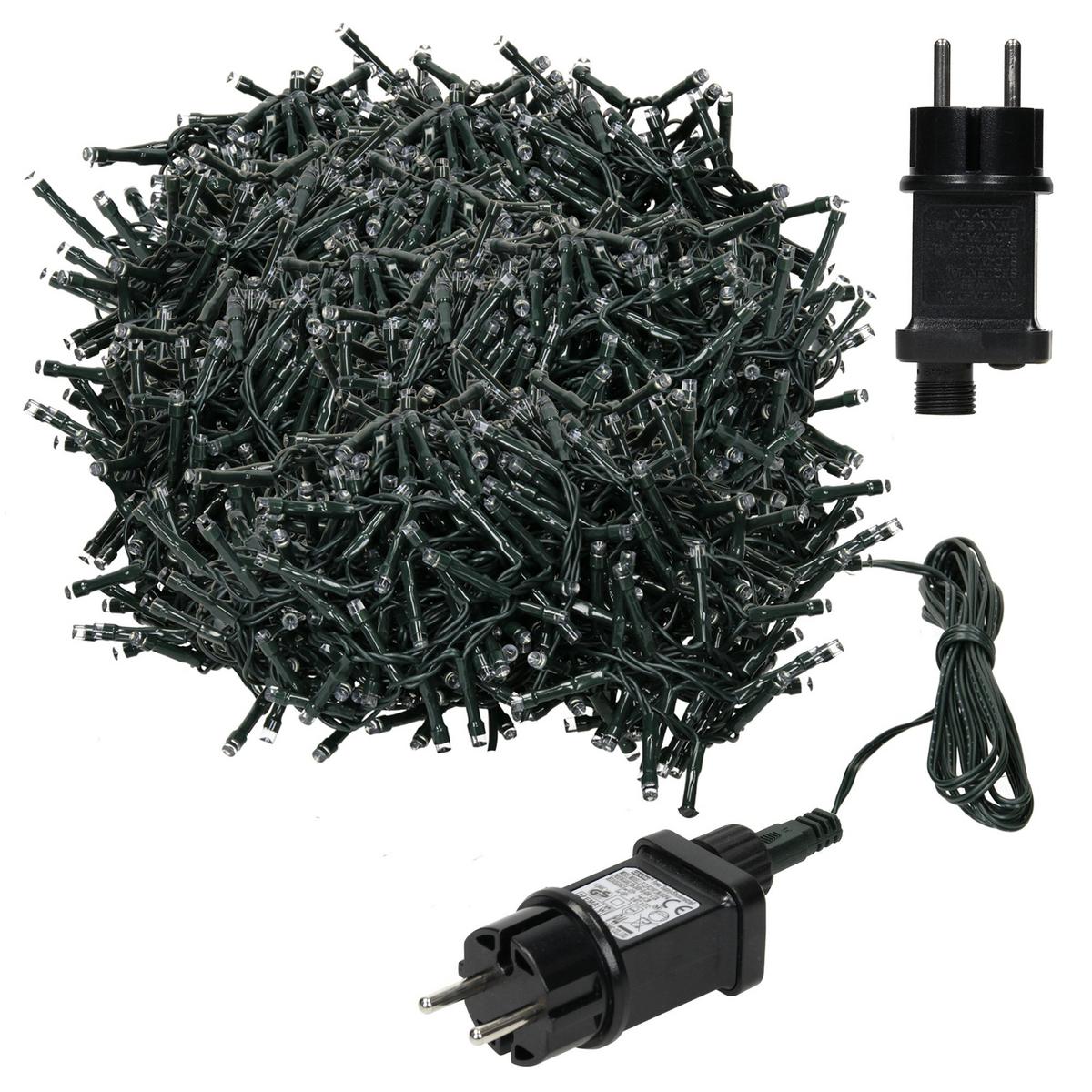 LED LICHTERKETTE Cluster Außen Innen 20 m Weihnachtsbeleuchtung 1000 LED Warmweiß - Schwarz, Kunststoff (2300cm) - ECD-Germany