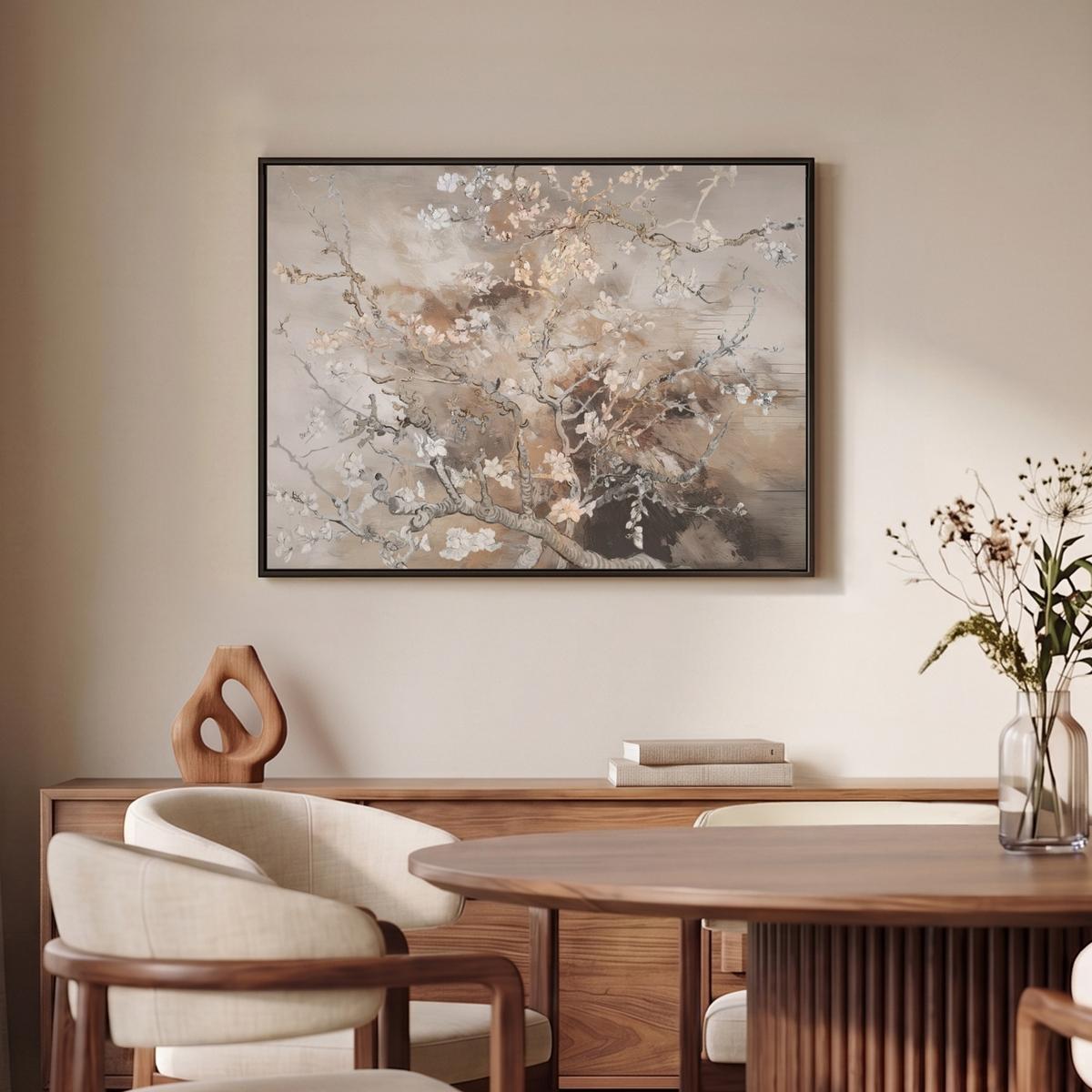LEINWAND Bilder mit Rahmen - Mandelblüte - Kunst - Van Gogh - Beige - Abstrakt - 80x60 - Braun, Textil (80/60cm) - MuchoWow