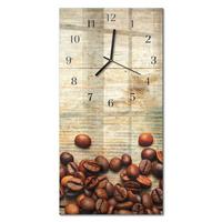 WANDUHR aus Glas 30x60 cm - Kaffeebohnen Holz - Braun, Glas (30/60/0.4cm) - TULUP