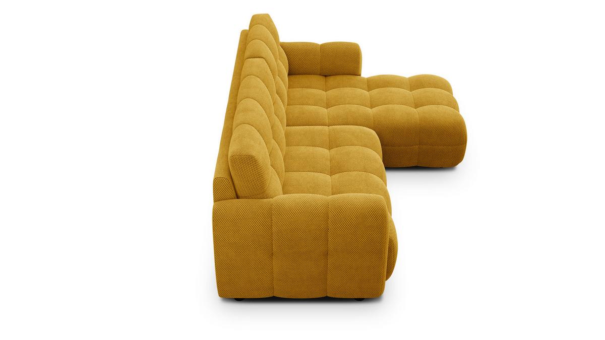 ECKSOFA MELLOW 3-Sitzer, safran - Gelb/Schwarz, Holz/Textil (232/156cm) - Wozimo