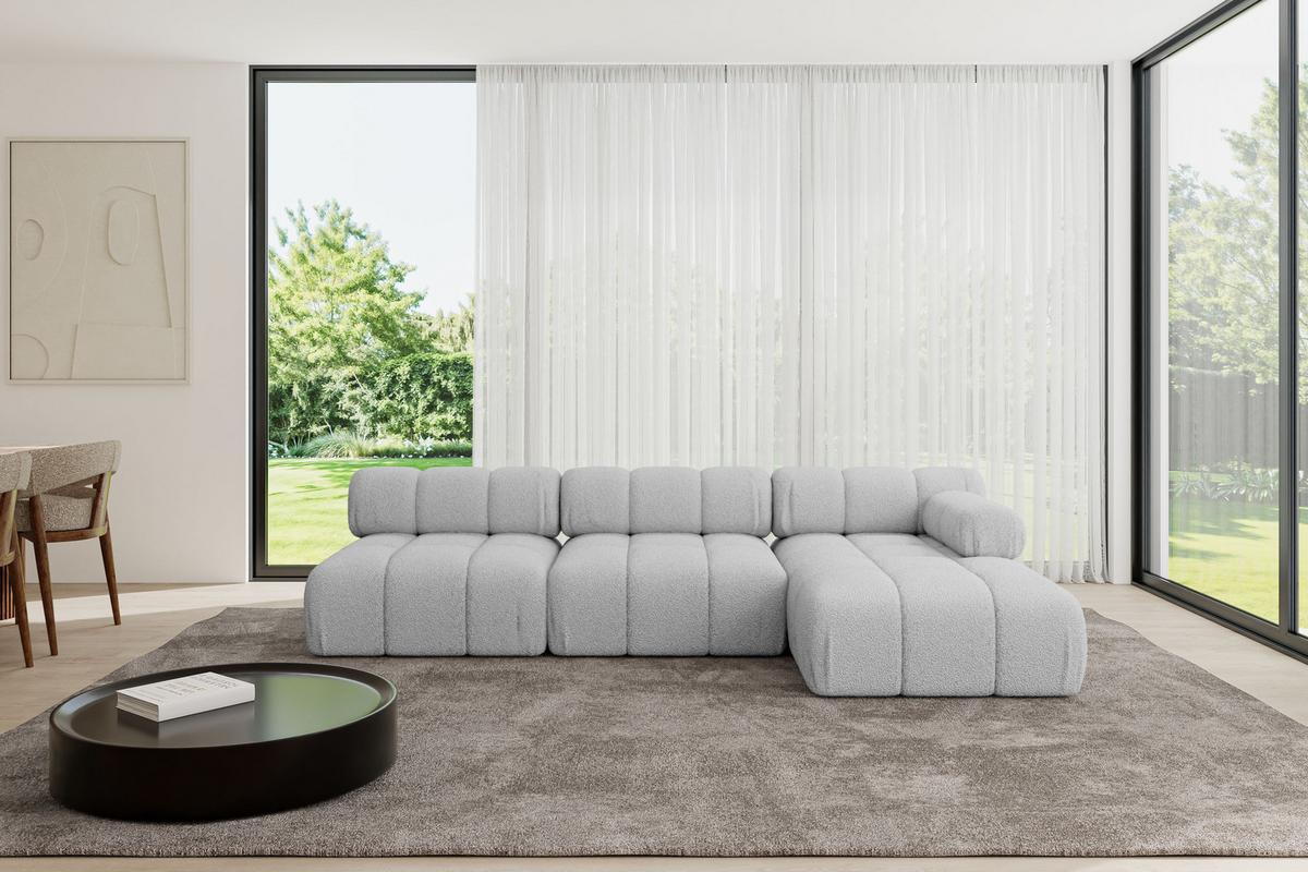 ECKSOFA modulares Sofa Razon-L2 - 285x160x70 cm Hellgrau Bouclé - Hellgrau, Holzwerkstoff/Textil (285/160cm) - ALTDECOR