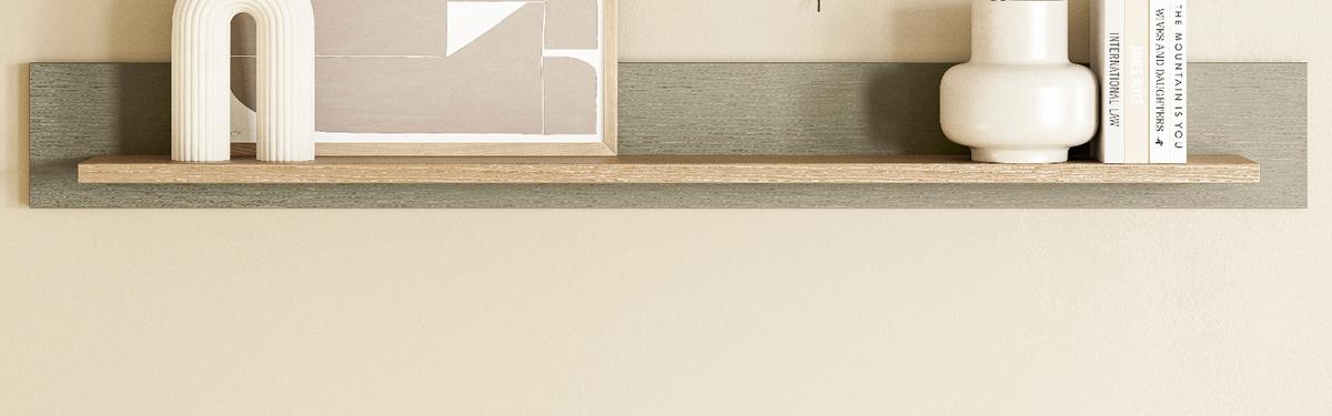 WANDBOARD Salbei grün, Eiche 150 cm, Wandregal skandinavisch - Salbeigrün/Eichefarben, Holzwerkstoff/Metall (150/17/17cm) - Furn.Design