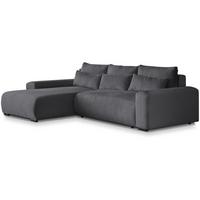 ECKSCHLAFSOFA Benny dunkelgrau links - Dunkelgrau/Schwarz, Kunststoff/Textil (271/185cm) - Beautysofa