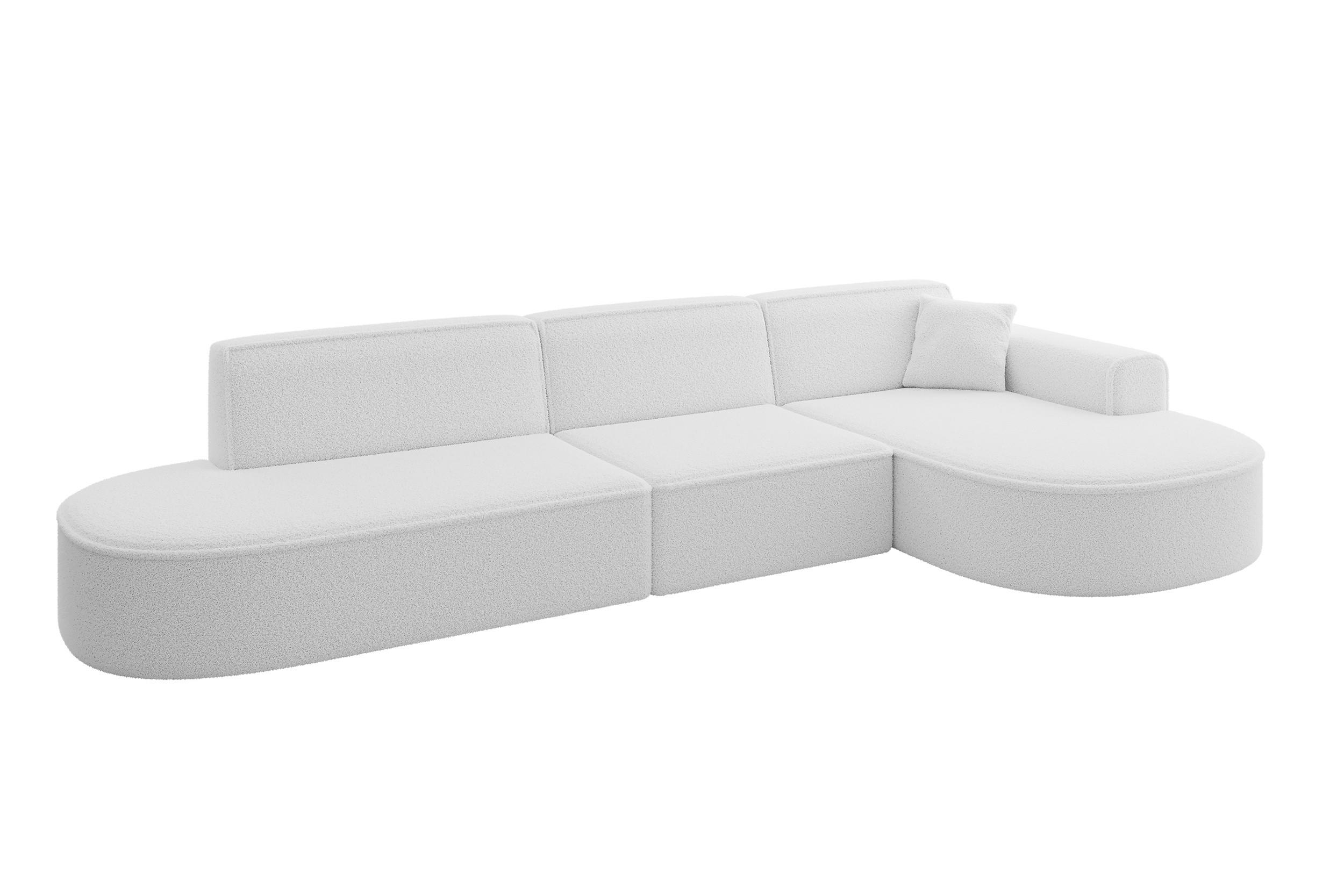 ECKSOFA Ottomane Rechts MARI-L2 - 328x171x79 cm Weiß Bouclé - Schwarz/Weiß, Holzwerkstoff/Kunststoff (171/328cm) - ALTDECOR