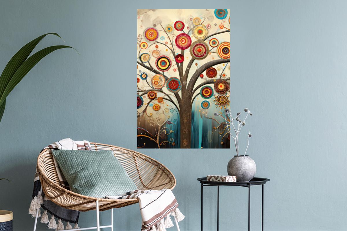 WANDTATTOO Baum - Baum des Lebens - Farbe Wandbild 40x60 cm - Braun, Kunststoff (40/60/0.1cm) - MuchoWow