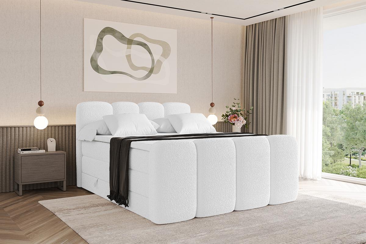 BOXBETT mit Matratze H3|H4 und Lattenrost - NINA-Z KING - 180x200 cm Quelle - Weiß - Weiß, Holzwerkstoff (180/200cm)