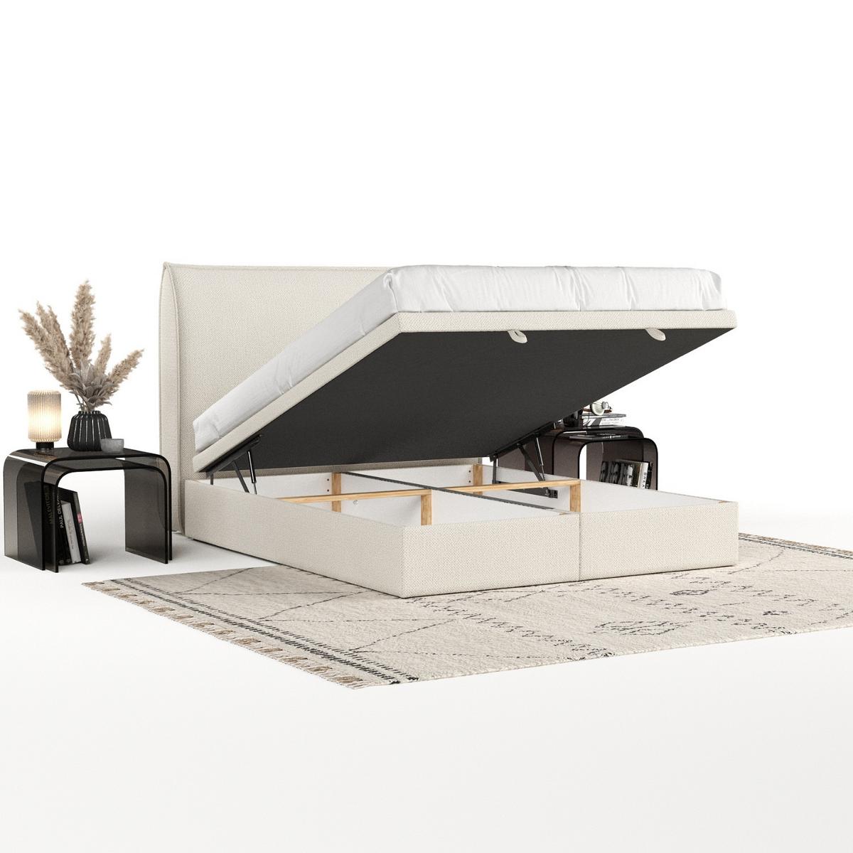 POLSTERBETT Tuvalu mit Stauraum 120/200 cm Hellbeige im Alta Stoff - Sandfarben/Schwarz, Holz/Holzwerkstoff (120/200cm) - AltaBeds
