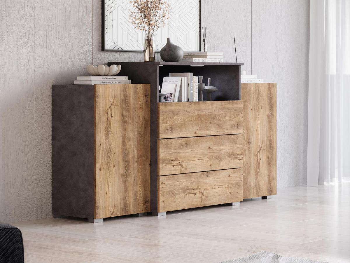 SIDEBOARD Urban III - Alufarben/Braun, Holzwerkstoff/Kunststoff (150/81/39cm) - MIRJAN24