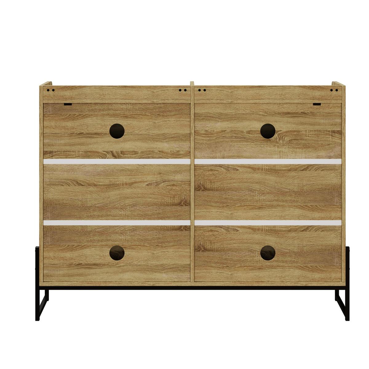 SCHUHSCHRANK mit 4 Klapptüren, Holz, Beige - Naturfarben, Textil (118/91.5/25cm) - Urban Meuble