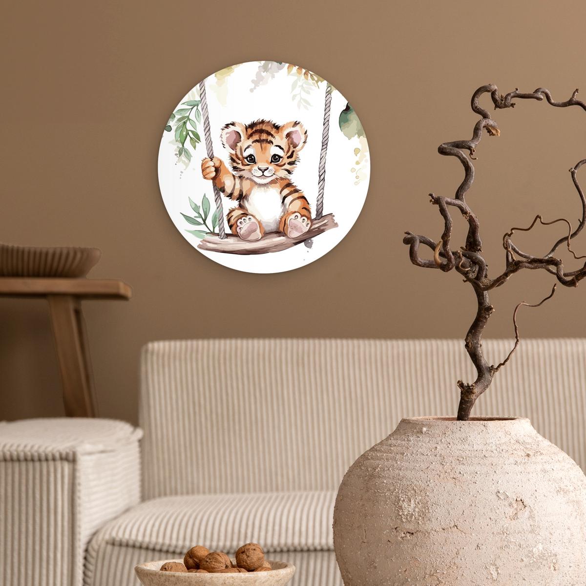 WANDBILD Tiger - Tier - Kinder - Dschungel Deko Wohnzimmer 30x30 cm - Dunkelorange, Kunststoff (30/30cm) - MuchoWow