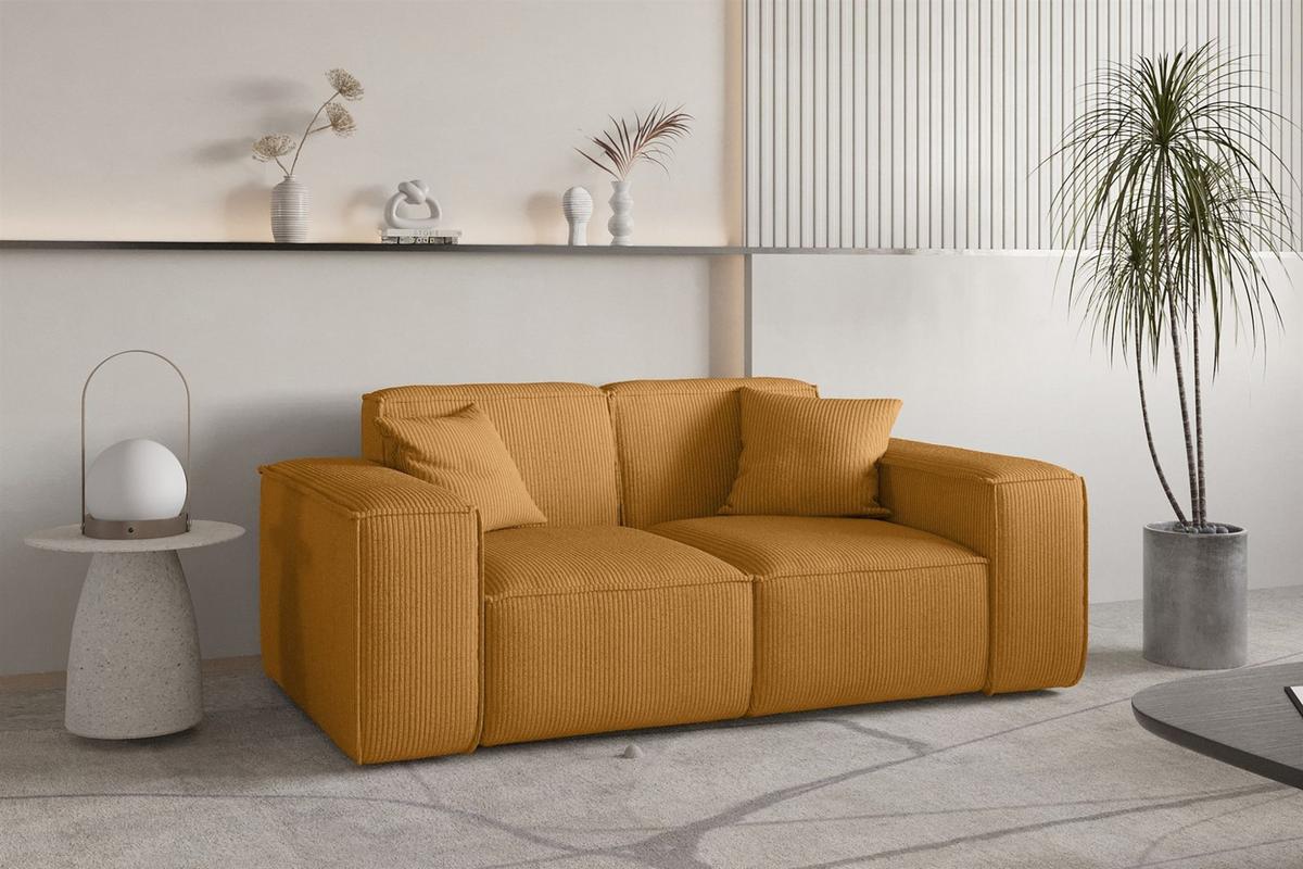 SOFA Celes Premium 2-sitzer Stoff Scala - Currygelb, Holzwerkstoff/Textil (186/73/88cm) - Fun Möbel