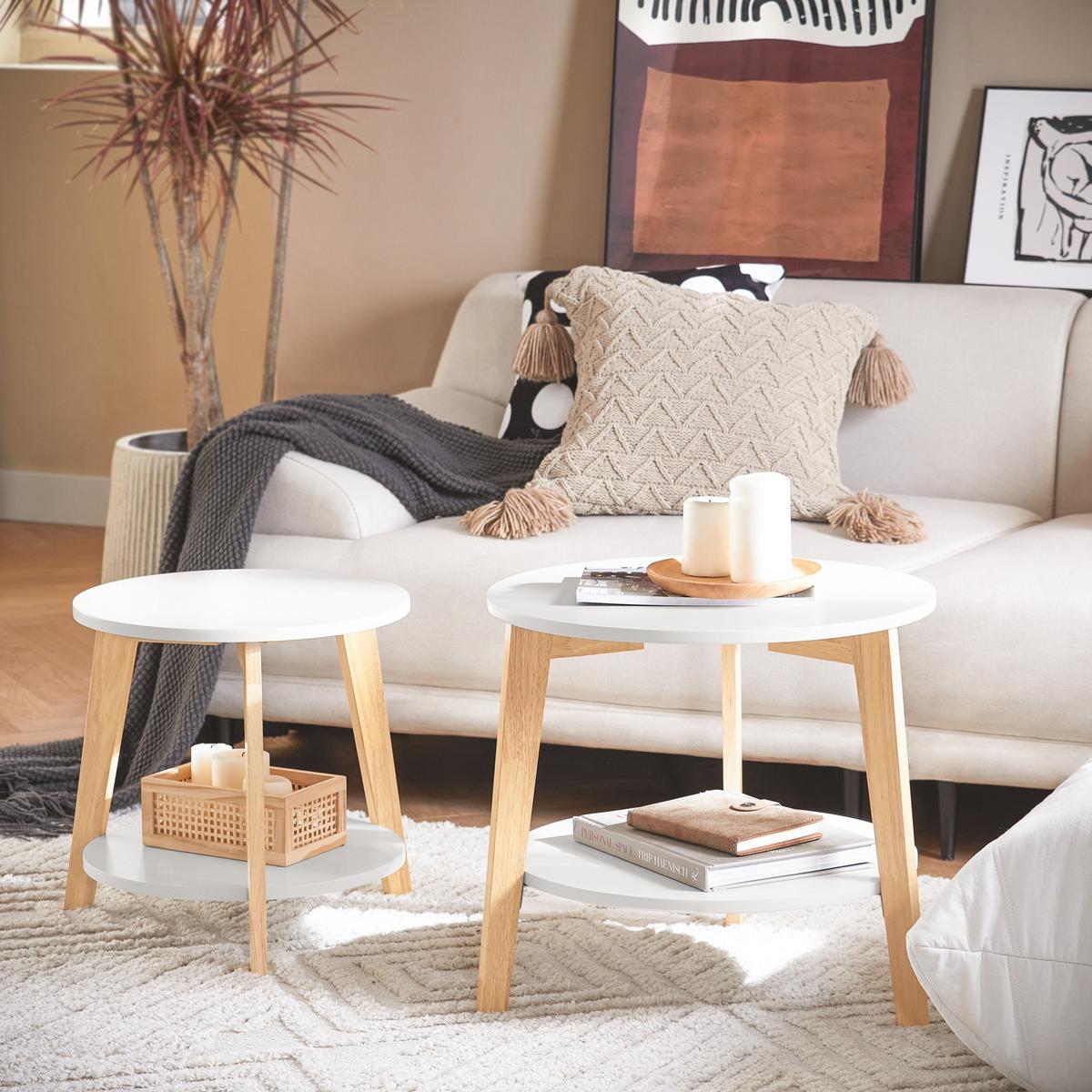 COUCHTISCH 2er Set Weiß - Weiß, Holzwerkstoff (46/50/45cm) - SoBuy