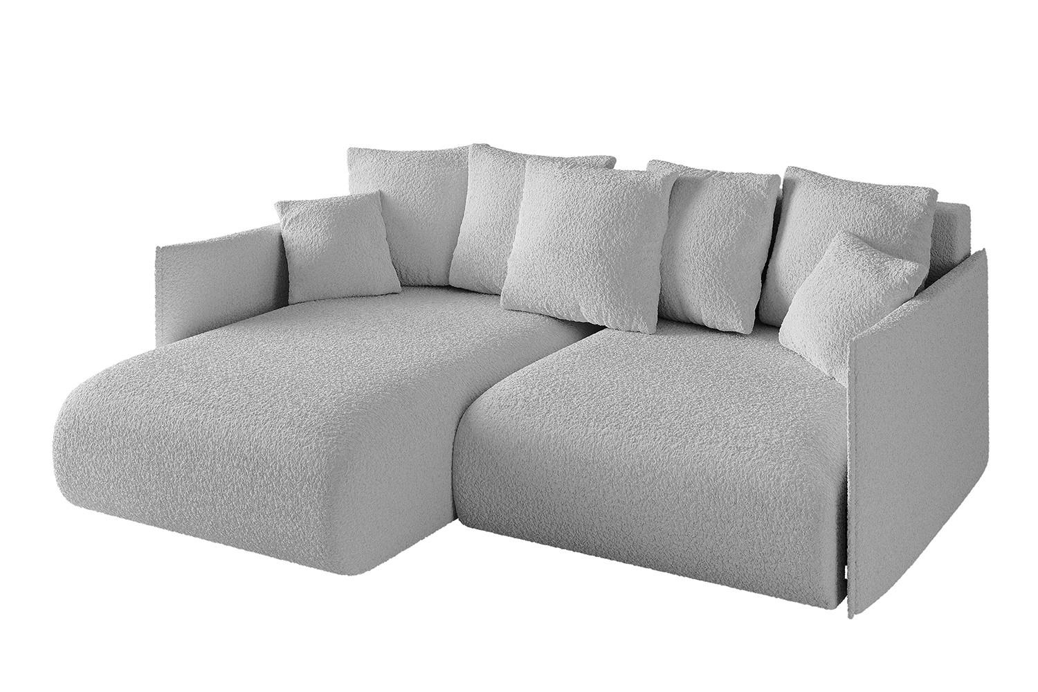 ECKSOFA Ottomane links ONESK-L 216x177x72 Hellgrau Bouclé - Hellgrau, Holzwerkstoff/Kunststoff (216/177cm) - ALTDECOR