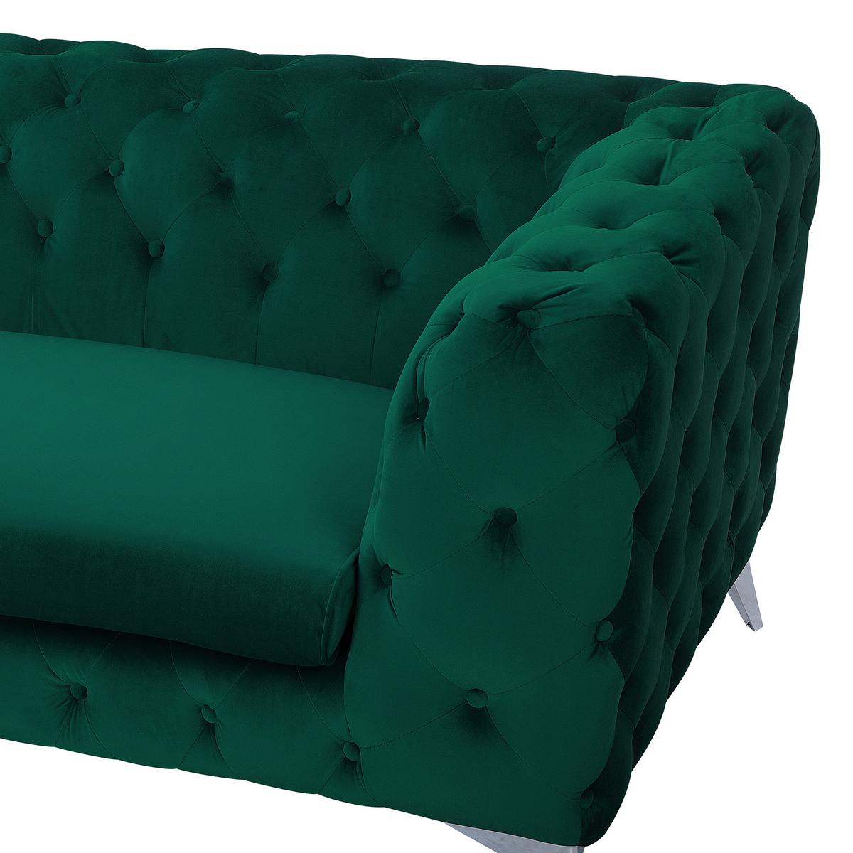 3-SITZER-SOFA Samtstoff Grün Sotra - Hellgrün, Textil (224/70/85cm) - Beliani